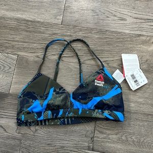 Womens NWT Reebok CrossFit Sports Bra, Green/blue, small